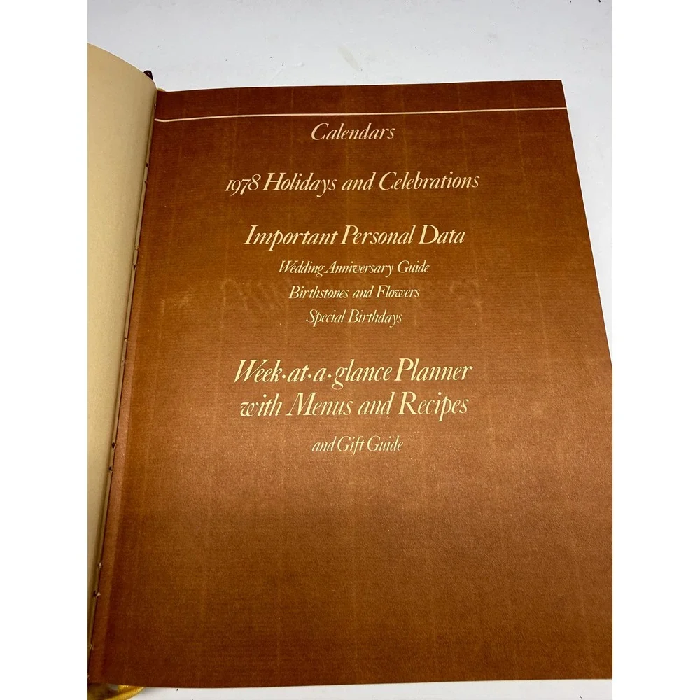 Vintage 1978 Bon Appetit Social Planner Hardcover Recipe Book Calendar Brown